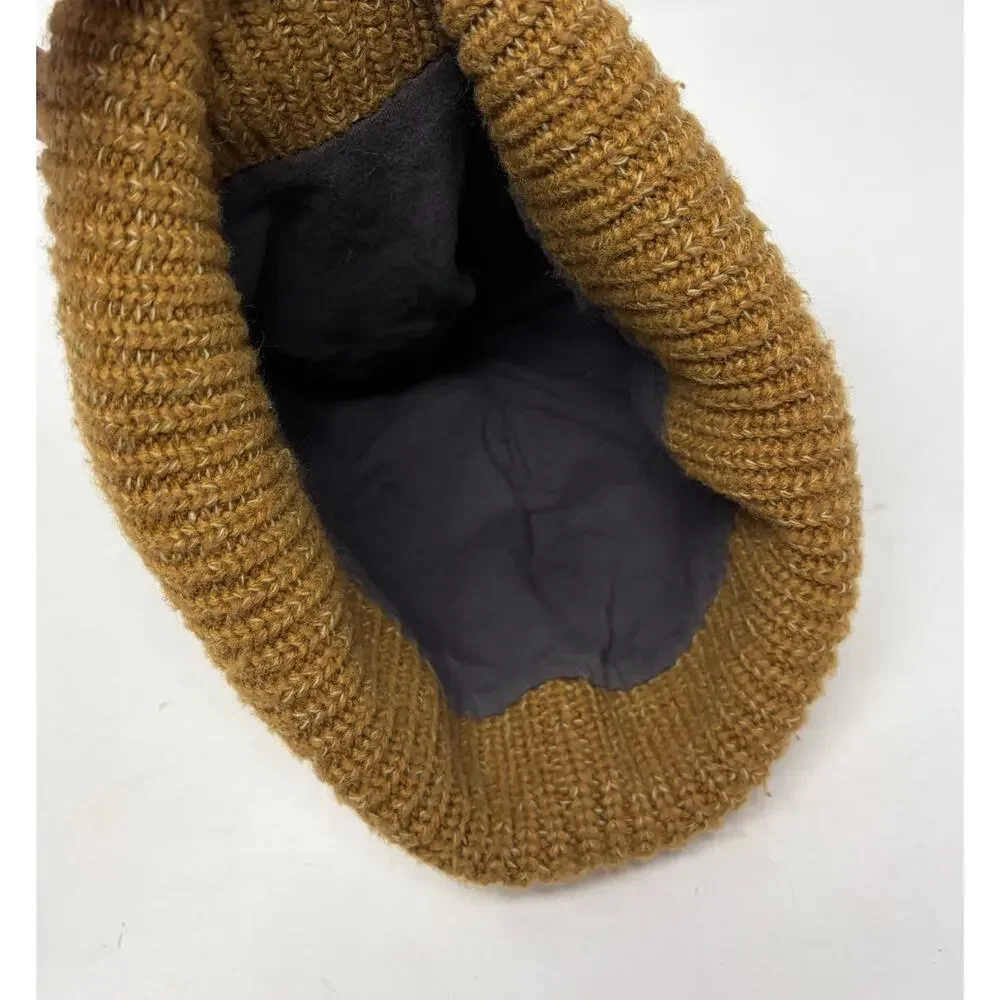 The North Face ribbed beanie hat brown tan lined unisex one size